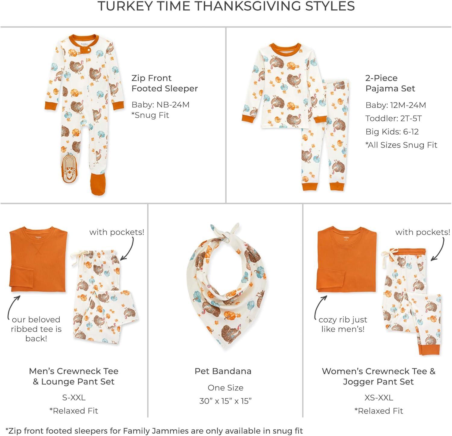 imageBurts Bees Baby and Family Matching Holiday Organic Cotton PajamasTurkey Time