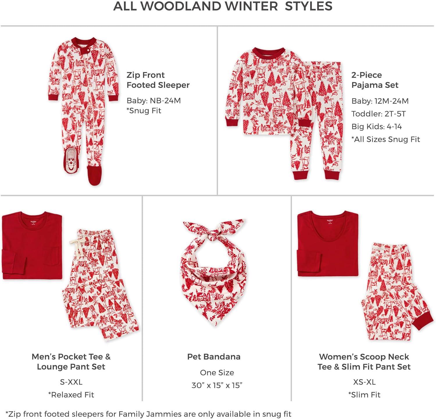 imageBurts Bees Baby and Family Matching Holiday Organic Cotton PajamasWoodland Winter