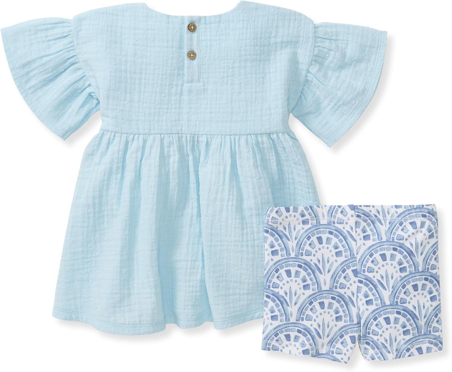 imageBurts Bees Baby babygirls Top and Shorts Set Tunic and Shorts Bundle 100 Organic CottonBlue Herizon