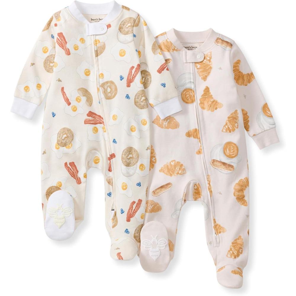 imageBurts Bees Baby Boys Organic Cotton Sleep and Play Footed Pajamas Onepiece Zip Front Romper Baby Essentials