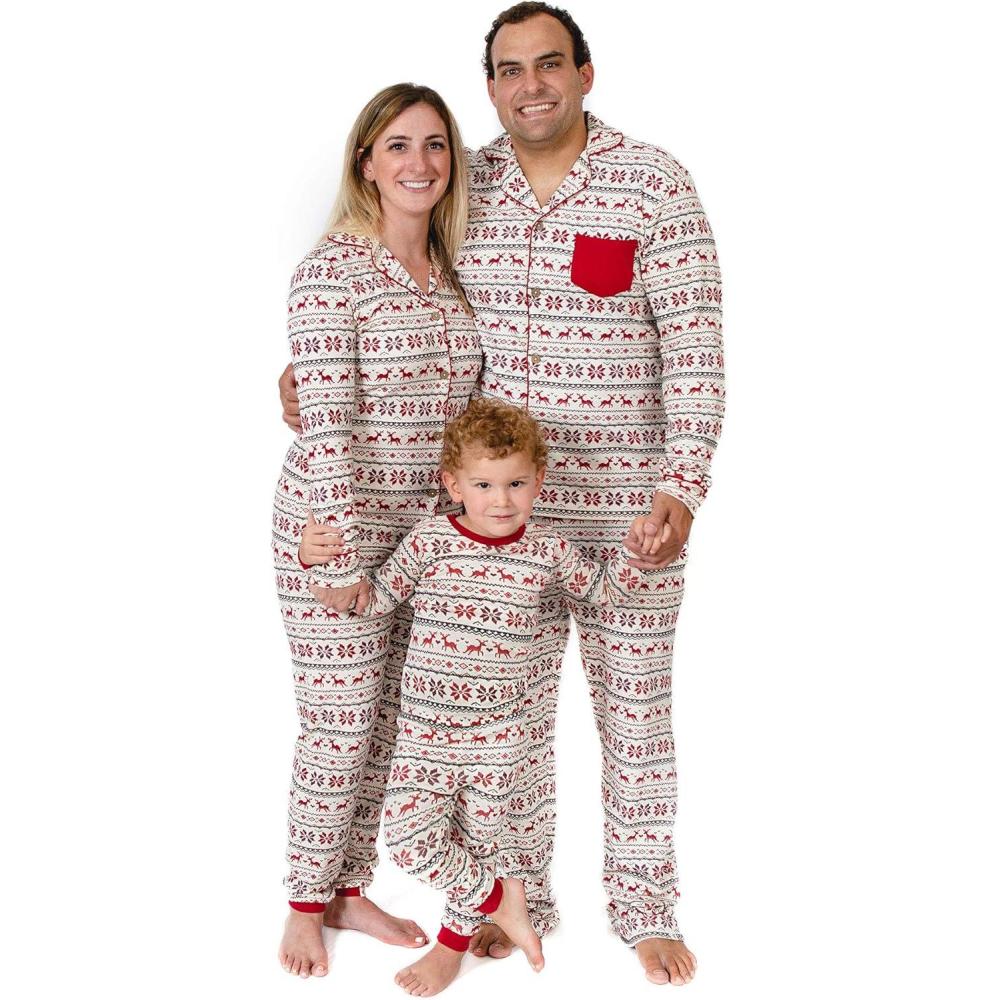 imageBurts Bees Baby and Family Matching Holiday Organic Cotton PajamasDashing Deer Fair Isle
