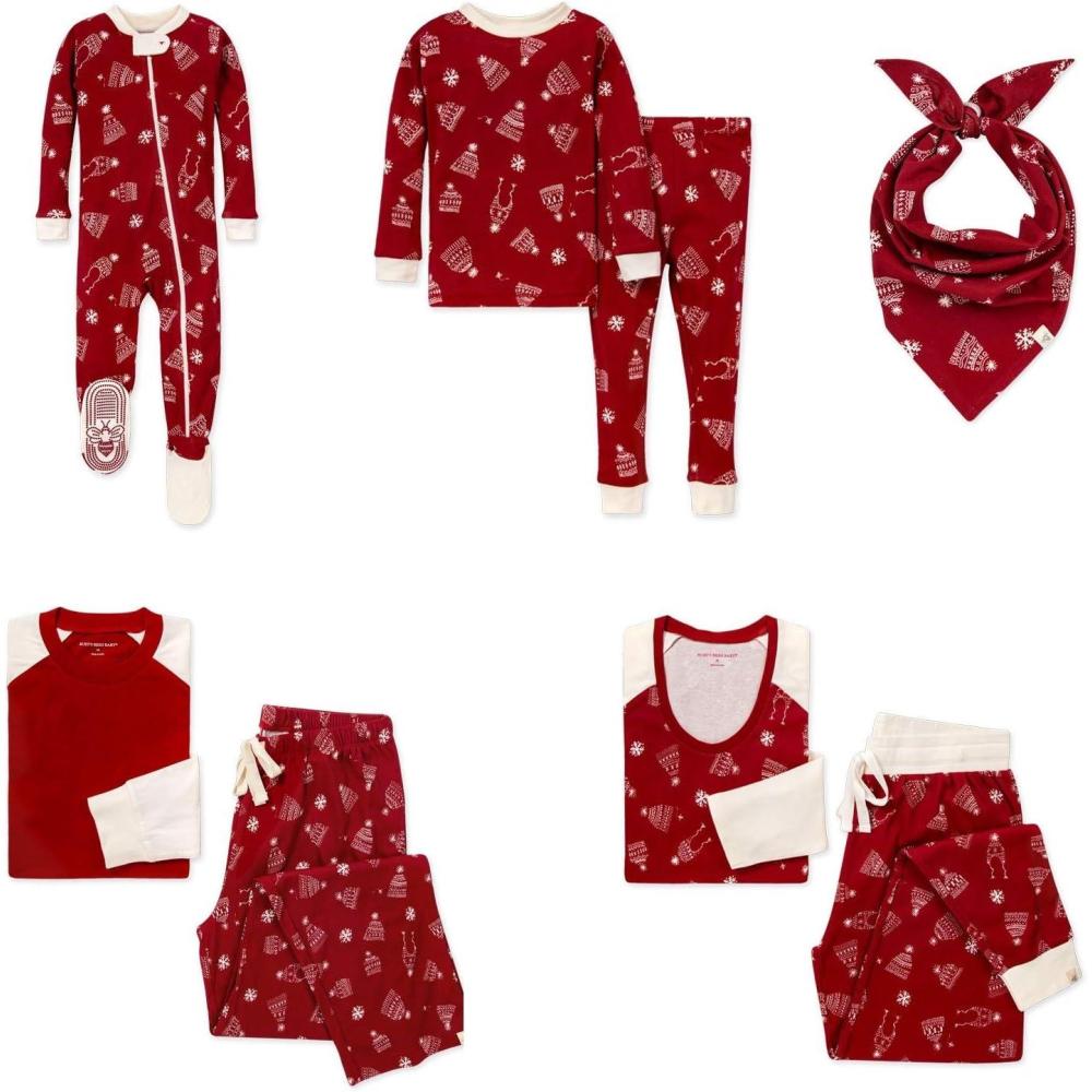 imageBurts Bees Baby and Family Matching Holiday Organic Cotton PajamasHats Off