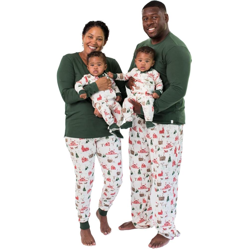 imageBurts Bees Baby and Family Matching Holiday Organic Cotton PajamasHoliday Village