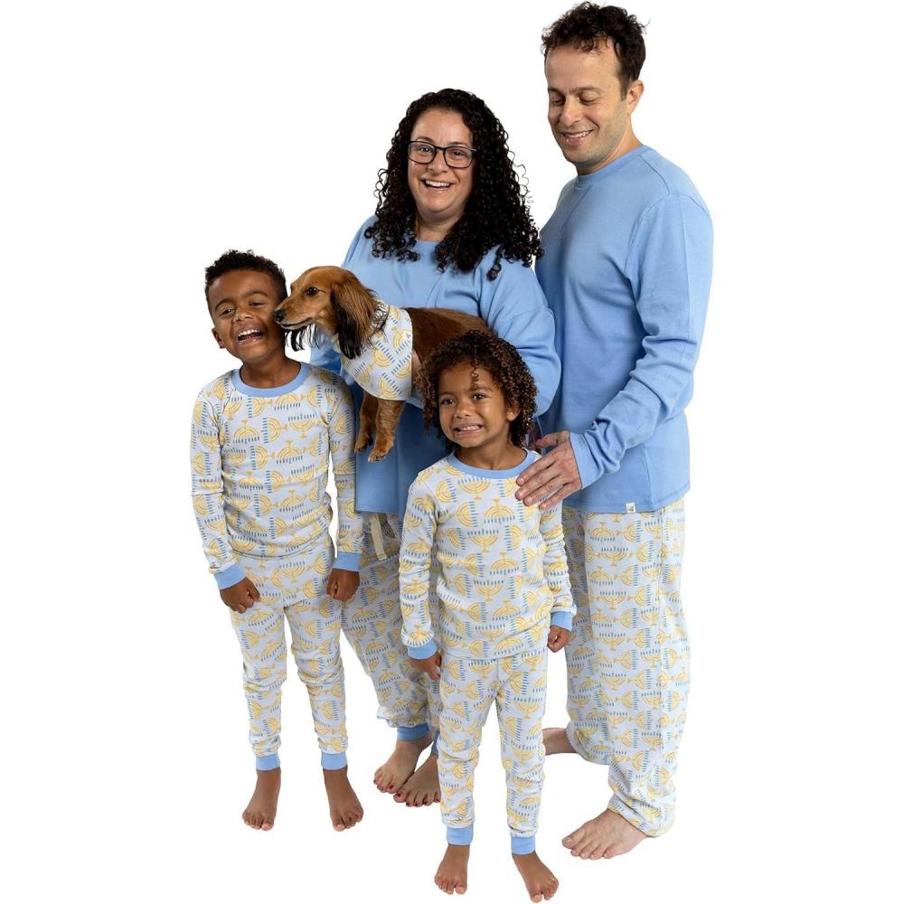 imageBurts Bees Baby and Family Matching Holiday Organic Cotton PajamasLight the Menorah