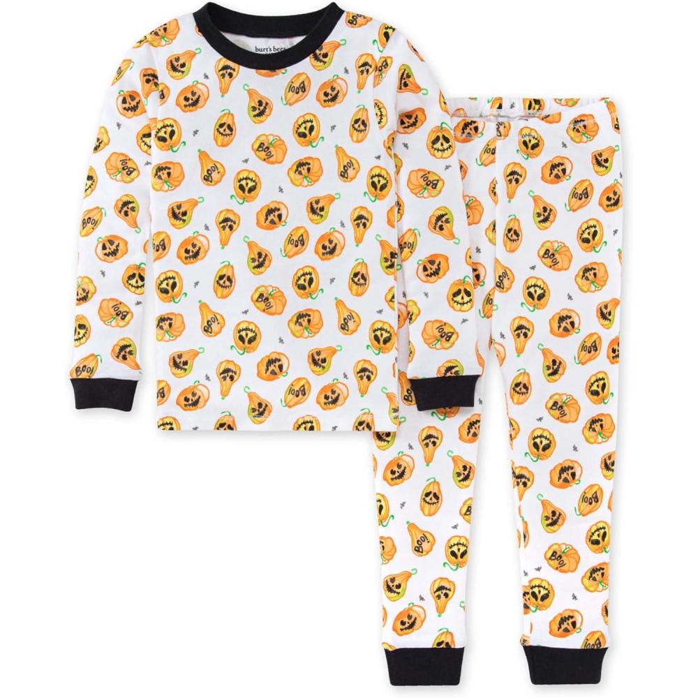 imageBurts Bees Baby and Family Matching Holiday Organic Cotton PajamasPumpkin Carving