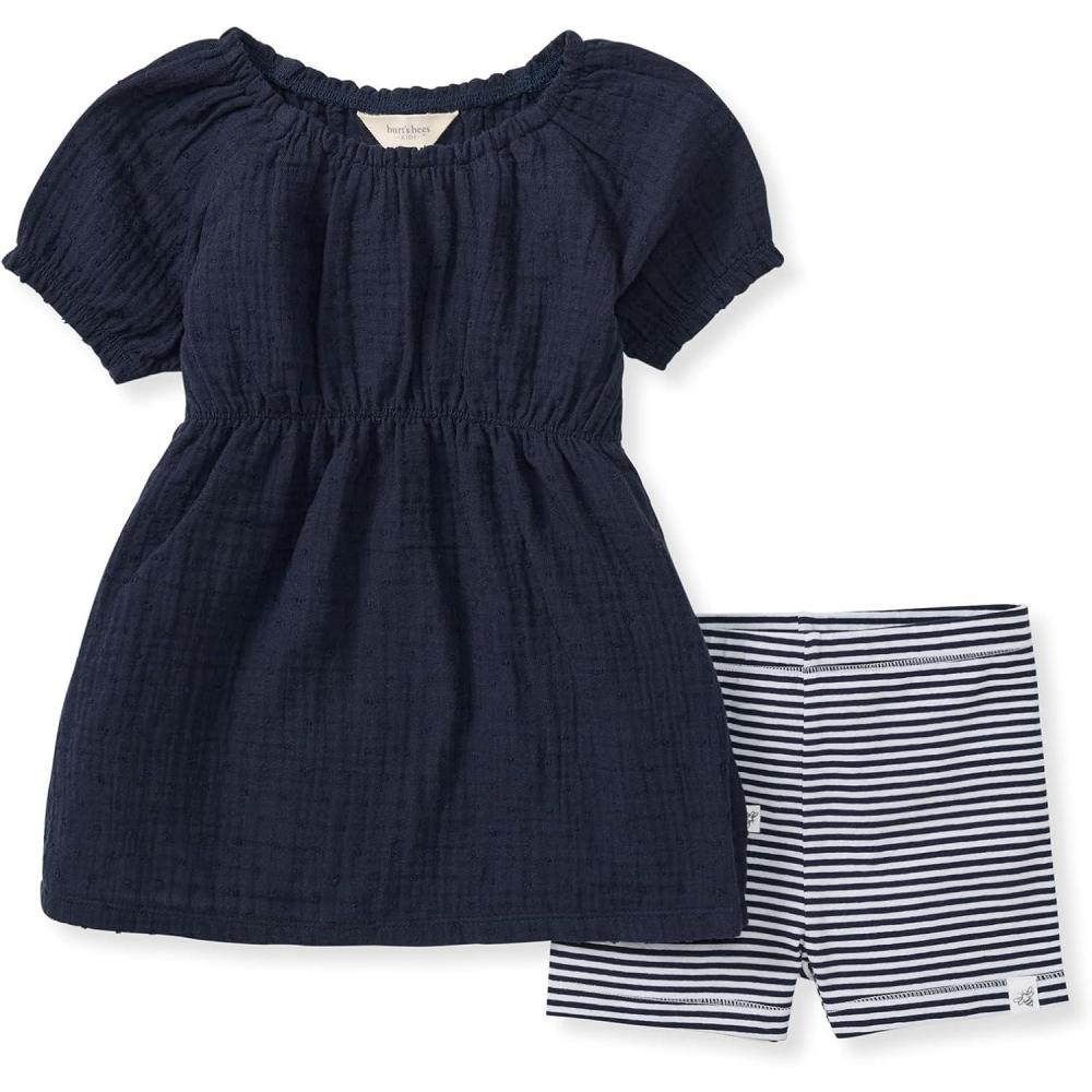 imageBurts Bees Baby babygirls Top and Shorts Set Tunic and Shorts Bundle 100 Organic CottonMidnight