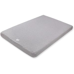 imageBurts Bees Baby  Fitted Mini Crib Sheet for Portable Playard or Travel Crib 100 Organic CottonHeather Grey Stripe