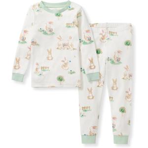 imageBurts Bees Baby Boys 2Piece Long Sleeve Tee and Pants Organic Cotton Pajama SetBunny Egg Hunt