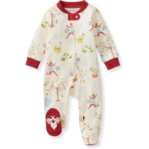 imageBurts Bees Baby Girls Organic Cotton Sleep and Play Footed Pajamas12 Days of Christmas