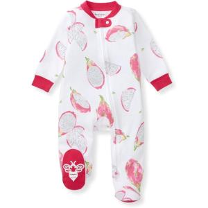 imageBurts Bees Baby Girls Organic Cotton Sleep and Play Footed PajamasDragon Fruit