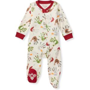 imageBurts Bees Baby Girls Organic Cotton Sleep and Play Footed PajamasHoliday Hands