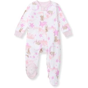 imageBurts Bees Baby Girls Organic Cotton Sleep and Play Footed PajamasStardust Bunnies