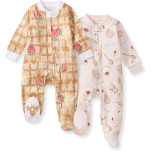 imageBurts Bees Baby Girls Organic Cotton Sleep and Play Footed PajamasWaffle  Cheesecake
