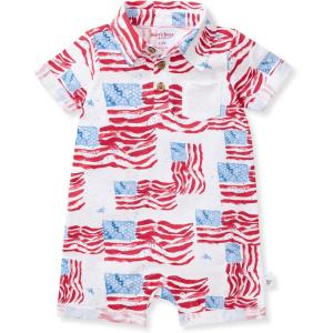 imageBurts Bees Baby babyboys Polo Rompers 100 Organic Cotton Onepiece Coverall and Layette SetMagestic Flags