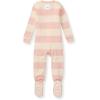 imageBurts Bees Baby Baby Girls Sleeper Pajamas 100 Organic Cotton Onepiece PJs Diagonal Zip Up Jumpsuit Snug Fit FootiePink Sand Rugby Stripe