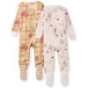 imageBurts Bees Baby Baby Girls Sleeper Pajamas 100 Organic Cotton Onepiece PJs Diagonal Zip Up Jumpsuit Snug Fit FootieWaffle  Cheesecake