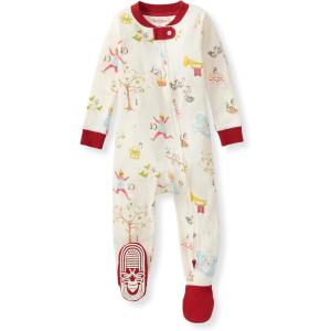 imageBurts Bees Baby Baby Girls Sleeper Pajamas 100 Organic Cotton Onepiece PJs Diagonal Zip Up Jumpsuit Snug Fit Footie12 Days of Christmas
