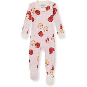 imageBurts Bees Baby Baby Girls Sleeper Pajamas 100 Organic Cotton Onepiece PJs Diagonal Zip Up Jumpsuit Snug Fit FootieApple Orchard