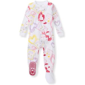 imageBurts Bees Baby Baby Girls Sleeper Pajamas 100 Organic Cotton Onepiece PJs Diagonal Zip Up Jumpsuit Snug Fit FootieBee Mine