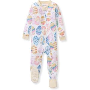 imageBurts Bees Baby Baby Girls Sleeper Pajamas 100 Organic Cotton Onepiece PJs Diagonal Zip Up Jumpsuit Snug Fit FootieEaster Eggs