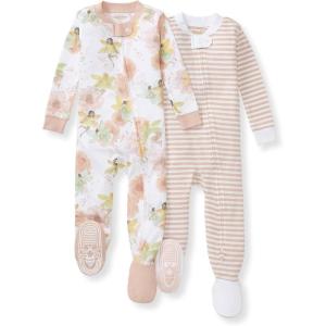 imageBurts Bees Baby Baby Girls Sleeper Pajamas 100 Organic Cotton Onepiece PJs Diagonal Zip Up Jumpsuit Snug Fit FootieFairy Floral