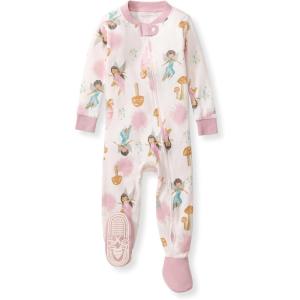imageBurts Bees Baby Baby Girls Sleeper Pajamas 100 Organic Cotton Onepiece PJs Diagonal Zip Up Jumpsuit Snug Fit FootieFairy Garden