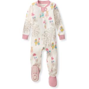 imageBurts Bees Baby Baby Girls Sleeper Pajamas 100 Organic Cotton Onepiece PJs Diagonal Zip Up Jumpsuit Snug Fit FootieFall Carnival
