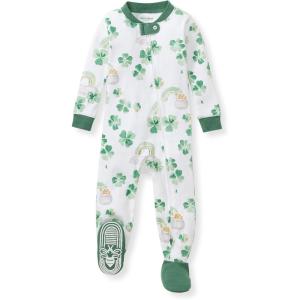 imageBurts Bees Baby Baby Girls Sleeper Pajamas 100 Organic Cotton Onepiece PJs Diagonal Zip Up Jumpsuit Snug Fit FootieHappy Go Lucky
