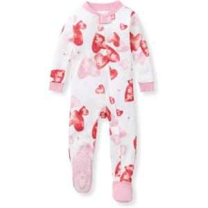 imageBurts Bees Baby Baby Girls Sleeper Pajamas 100 Organic Cotton Onepiece PJs Diagonal Zip Up Jumpsuit Snug Fit FootieI Heart You