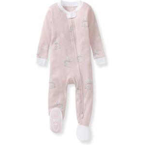 imageBurts Bees Baby Baby Girls Sleeper Pajamas 100 Organic Cotton Onepiece PJs Diagonal Zip Up Jumpsuit Snug Fit FootieIce Skates