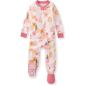imageBurts Bees Baby Baby Girls Sleeper Pajamas 100 Organic Cotton Onepiece PJs Diagonal Zip Up Jumpsuit Snug Fit FootieMagical Pumpkins