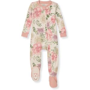imageBurts Bees Baby Baby Girls Sleeper Pajamas 100 Organic Cotton Onepiece PJs Diagonal Zip Up Jumpsuit Snug Fit FootieMountain Floral