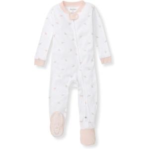 imageBurts Bees Baby Baby Girls Sleeper Pajamas 100 Organic Cotton Onepiece PJs Diagonal Zip Up Jumpsuit Snug Fit FootiePink Golden Bee