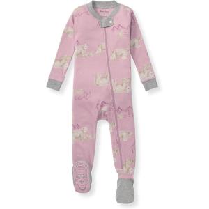 imageBurts Bees Baby Baby Girls Sleeper Pajamas 100 Organic Cotton Onepiece PJs Diagonal Zip Up Jumpsuit Snug Fit FootiePolar Mountain Pink