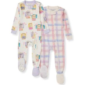 imageBurts Bees Baby Baby Girls Sleeper Pajamas 100 Organic Cotton Onepiece PJs Diagonal Zip Up Jumpsuit Snug Fit FootieSwiss Chalet