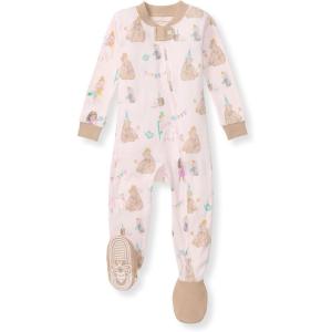 imageBurts Bees Baby Baby Girls Sleeper Pajamas 100 Organic Cotton Onepiece PJs Diagonal Zip Up Jumpsuit Snug Fit FootieTea Time