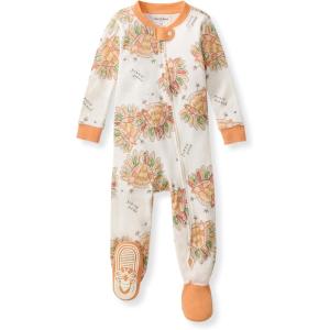 imageBurts Bees Baby Baby Girls Sleeper Pajamas 100 Organic Cotton Onepiece PJs Diagonal Zip Up Jumpsuit Snug Fit FootieVivid Turkey