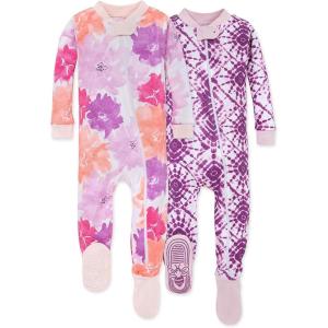 imageBurts Bees Baby Baby Girls Sleeper Pajamas 100 Organic Cotton Onepiece PJs Diagonal Zip Up Jumpsuit Snug Fit FootieWatercolor Spring