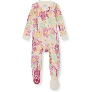 imageBurts Bees Baby Baby Girls Sleeper Pajamas 100 Organic Cotton Onepiece PJs Diagonal Zip Up Jumpsuit Snug Fit FootieWild Floral