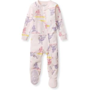 imageBurts Bees Baby Baby Girls Sleeper Pajamas 100 Organic Cotton Onepiece PJs Diagonal Zip Up Jumpsuit Snug Fit FootieYogi Elephants