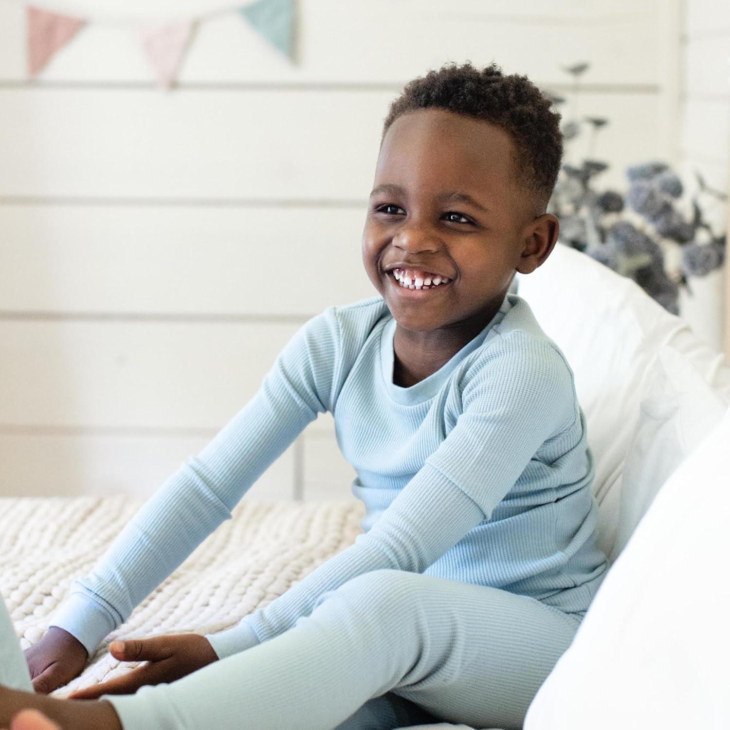 imageBurts Bees Baby babyboys Honeysoft Pajamas Tee and Pant 2piece Pj Set Soft Organic Cotton ampamp Lyocell BlendMountain Blue Thermal