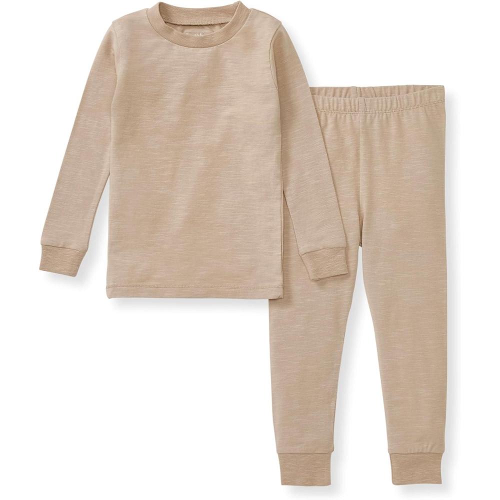imageBurts Bees Baby babyboys Honeysoft Pajamas Tee and Pant 2piece Pj Set Soft Organic Cotton ampamp Lyocell BlendNeutral Jersey Slub