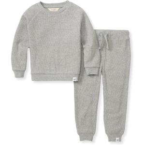 imageBurts Bees Baby babyboys Shirt and Pant Set Long Sleeve Top ampamp Bottom Outfit Bundle 100 Organic CottonHeather Grey Thermal