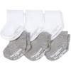 imageBurts Bees Baby Baby Girls Ankle Socks with NonSlip Grips 6PackSolid GreyWhite