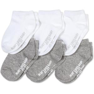 imageBurts Bees Baby Baby Girls Ankle Socks with NonSlip Grips 6PackHeather GreyWhite