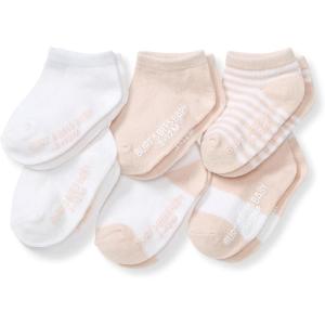 imageBurts Bees Baby Baby Girls Ankle Socks with NonSlip Grips 6PackPastel Pink