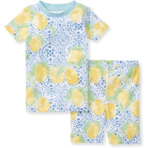 imageBurts Bees Baby babygirls Pajamas Short Sleeve Tee and Shorts 2piece Pj Set 100 Organic CottonLemon Tiles