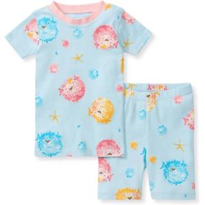 imageBurts Bees Baby babygirls Pajamas Short Sleeve Tee and Shorts 2piece Pj Set 100 Organic CottonPuffer Fish
