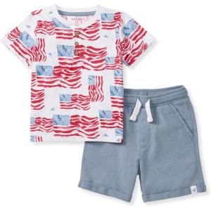 imageBurts Bees Baby babyboys Short Sleeve Shirt and Pant Set Top amp Bottom Outfit 100 Organic CottonMajestic Flags