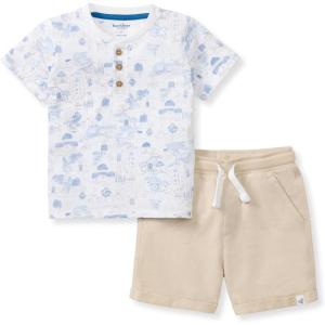 imageBurts Bees Baby babyboys Short Sleeve Shirt and Pant Set Top amp Bottom Outfit 100 Organic CottonSantorini